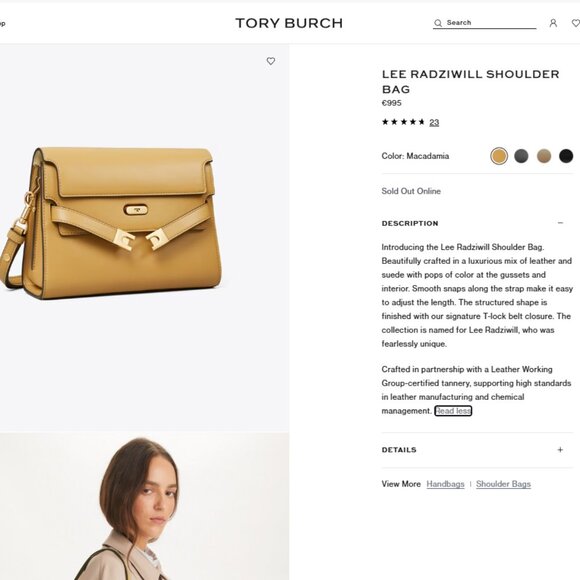 Tory Burch Lee Radziwill Shoulder Bag in Macadamia NWT $796 retail - Picture 13 of 16